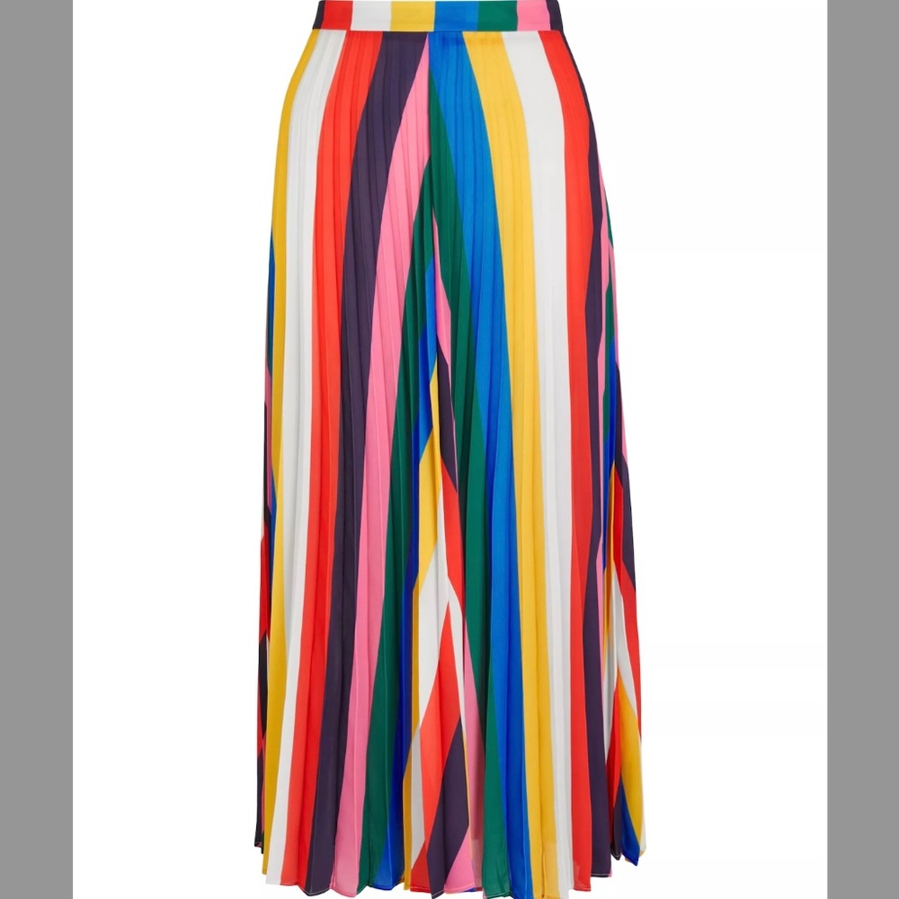 Boden Multicolor Pleated Midi Skirt - Bright Stripe Print - Picture 5 of 8